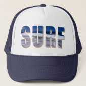 "Surf" Trucker-Kappe mit hawaiianischer Wave Print Truckerkappe (Vorderseite)