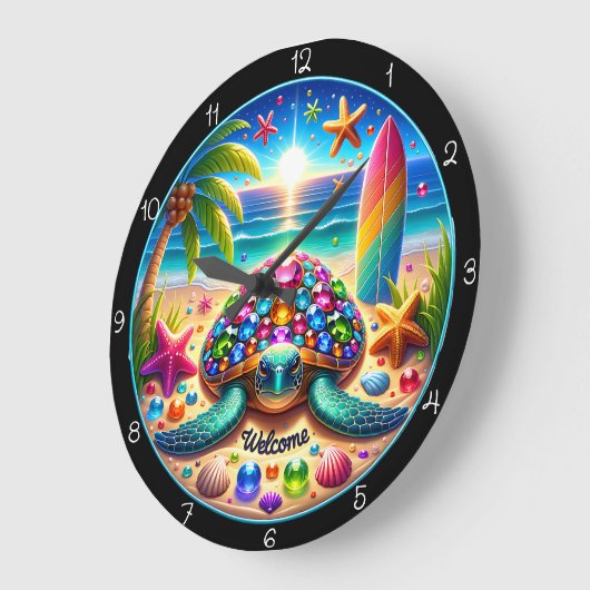 Surf Turtle Beach Welcome Clock Große Wanduhr (Winkel)