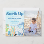 Surf Up Beach Birthday Party Foto Einladung (Vorderseite)