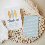 Surf Up Beach Kindergeburtstag Party Einladung<br><div class="desc">Mit dieser Einladung laden Freunde und Familie ein,  Ihren kleinen Geburtstag zu feiern. Die Surfbretter in Aquarelltönen und das Muster der Wasserfarbenwellen auf der Rückseite laden zum Verweilen ein.</div>