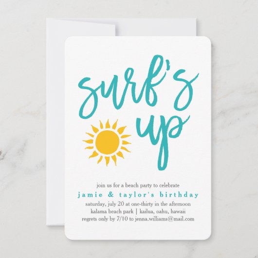 Surf-Up-Beach-Party Einladung (Vorderseite)