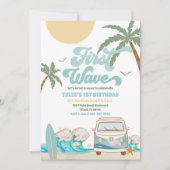 Surf Van Beach Geburtstagseinladung Einladung (Vorderseite)