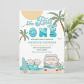 Surf Van Beach Geburtstagseinladung Einladung (Stehend Vorderseite)