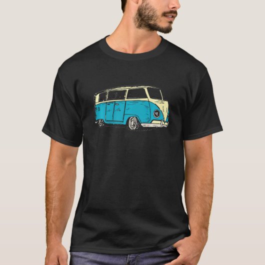 Surf Van Beach Hippie Style Touring Van T-Shirt (Vorderseite)