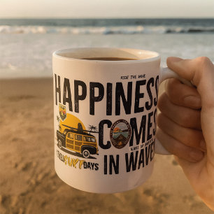 Surf Van Beach Zitat Glück kommt in Wellen Kaffeetasse