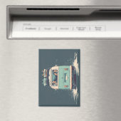 Surf Van Splash – Retro-Strandcamper Magnet (In Situ (Geschirrspüler))