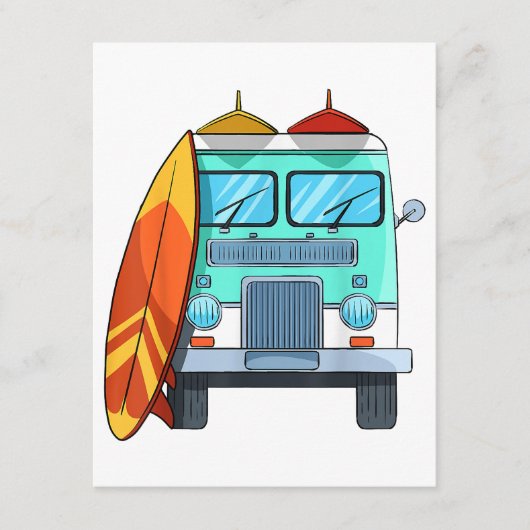 Surf Van Surfboard Palmen Tree Surfen Wellenreiten Begleitkarte (Vorderseite)