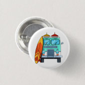 Surf Van Surfboard Palmen Tree Surfen Wellenreiten Button (Vorne & Hinten)