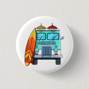Surf Van Surfboard Palmen Tree Surfen Wellenreiten Button
