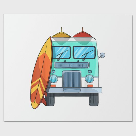 Surf Van Surfboard Palmen Tree Surfen Wellenreiten Geschenkpapier (Flach)