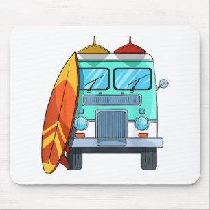 Surf Van Surfboard Palmen Tree Surfen Wellenreiten Mousepad