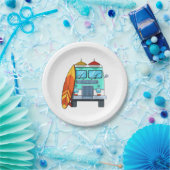 Surf Van Surfboard Palmen Tree Surfen Wellenreiten Pappteller (Party)