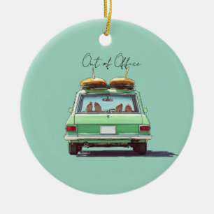 Surf Wagon Roadtrip – Retro-Strandauto Keramik Ornament