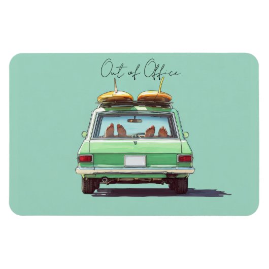 Surf Wagon Roadtrip – Retro-Strandauto Magnet (Horizontal)