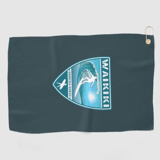 Surf Waikiki Honolulu Hawaii Golfhandtuch (Horizontal)
