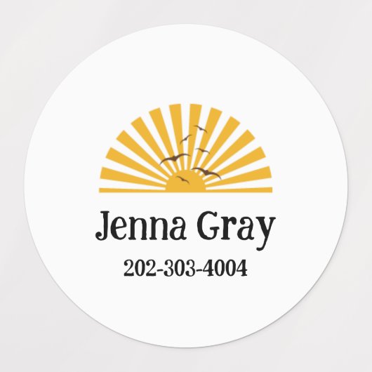 Surf Waterproof Circle Sticker Name Labels (Design 2)