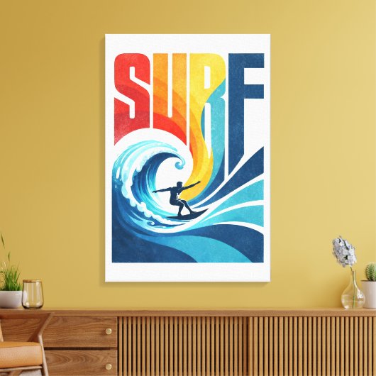 SURF Wave Surfer – Retro Surf Lifestyle Art Leinwanddruck (Insitu (Wohnzimmer))