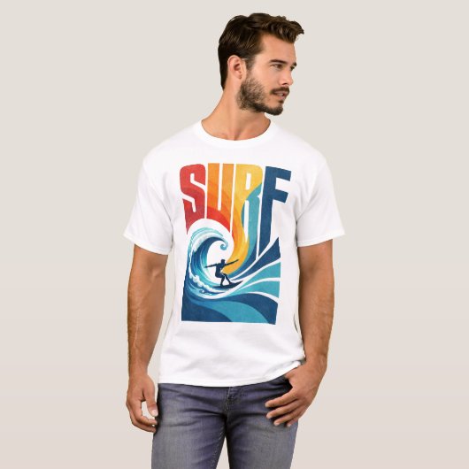 SURF Wave Surfer – Retro Surf Lifestyle Art T-Shirt (Vorne ganz)