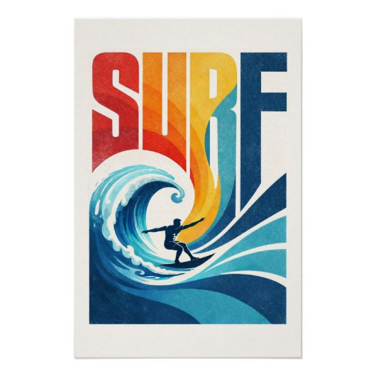 SURF Wave Surfer – Retro-Surf-Lifestyle-Kunstposte Poster (Vorderseite)