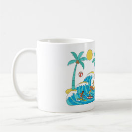 Surf & Waves – Cartoon Beach Gift Mug Kaffeetasse