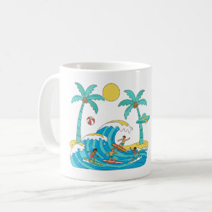 Surf & Waves – Cartoon-Strand-Geschenktasse Kaffeetasse