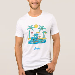 Surf & Waves – Cartoon-Strand-Männer-T-Shirt Tri-Blend Shirt