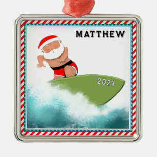 Surf-Weihnachtskollektion Silbernes Ornament