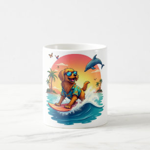Surf-Welpe 🏄♂️ Golden-Retriever-Strand-Tasse Kaffeetasse