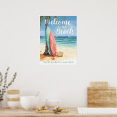 Surf Willkommen am Strand Surfbrett Küste Poster (Küche)
