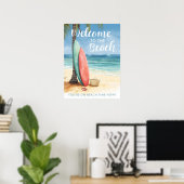 Surf Willkommen am Strand Surfbrett Küste Poster (Heimbüro)