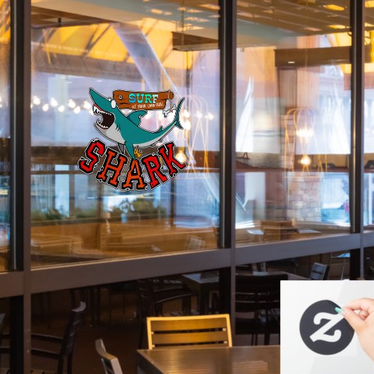Surf with the Shark Fensteraufkleber (Restaurantfenster)