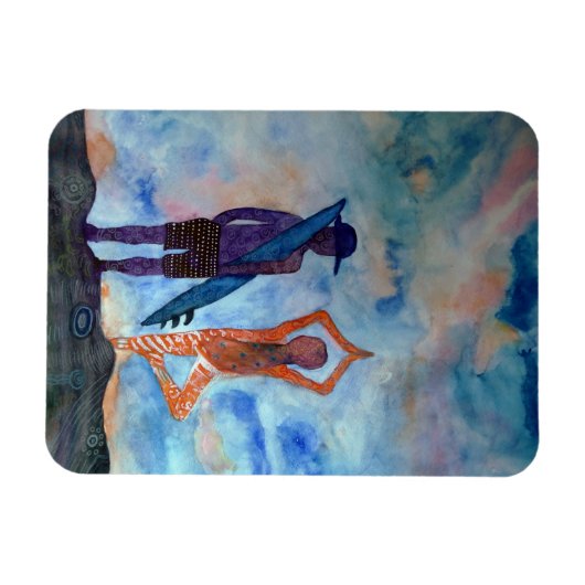 Surf Yoga Sunset Faia Zeichnend Art Foto Magnet (Horizontal)
