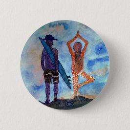 Surf Yoga Sunset Zeichnend Boho Abzeichen Button