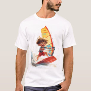 Surfabenteuer Cartoon eines glücklichen Kindes T-Shirt