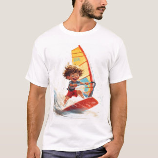 Surfabenteuer Cartoon eines glücklichen Kindes T-Shirt