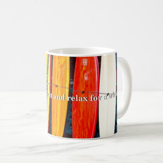 Surfangebot mit bunten Boards Kaffeetasse (VorderseiteRechts)