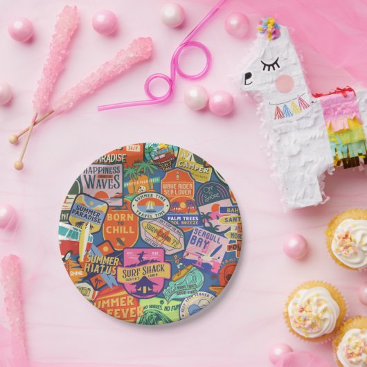 Surfaufkleber Pappteller (Party)