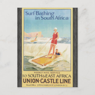 Surfbaden in Südafrika, Vintage Postkarte
