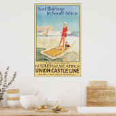 Surfbäder in Südafrika , Vintag Poster (Küche)
