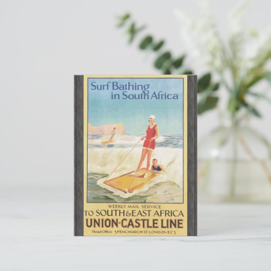 Surfbäder in Südafrika , Vintag Postkarte (Stehend Vorderseite)
