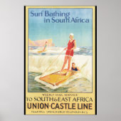 Surfbäder in Südafrika Vintage Travel Poster (Vorne)