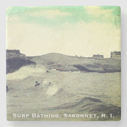 Surfbäder, Sakonnet, RI (Warrens Point, LC) Steinuntersetzer (Vorderseite)