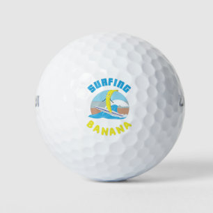 Surfbananen Surfboard Früchte Illustration Ozean Golfball
