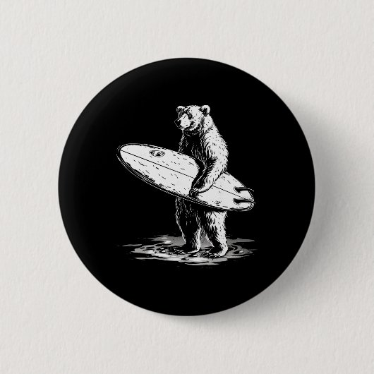 Surfbär Cool Beach-Abenteuer-Design Button (Vorderseite)