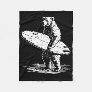 Surfbär Cool Beach Abenteuer Design Fleecedecke