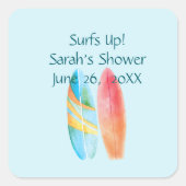 Surfblau Quadratischer Aufkleber (Vorderseite)