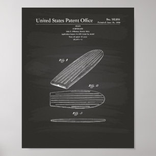 Surfboard 1958 - Chalkboard für Patentkunst Poster