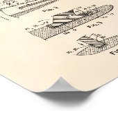Surfboard 1969 Patent Art Old Peper Poster (Ecke)