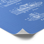 Surfboard 1969 Patentart Blueprint Poster (Ecke)
