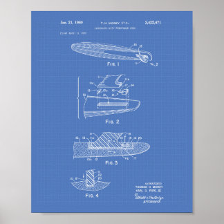 Surfboard 1969 Patentart Blueprint Poster